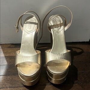 SCHUTZ Metallic Gold Platform Heels